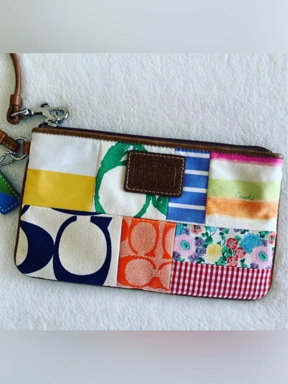 Coach Multicolor Patchwork Wristlet Pouch
